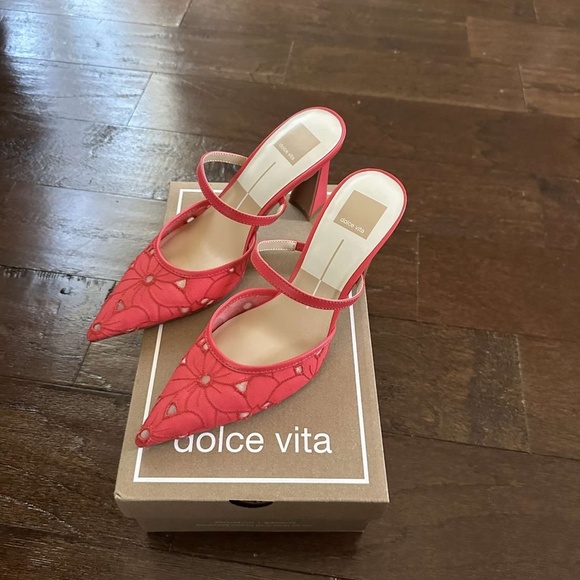 DOLCE VITA- Nalini Floral heels. 7.5, women’s. Coral, gorgeous! Brand new - Picture 7 of 14